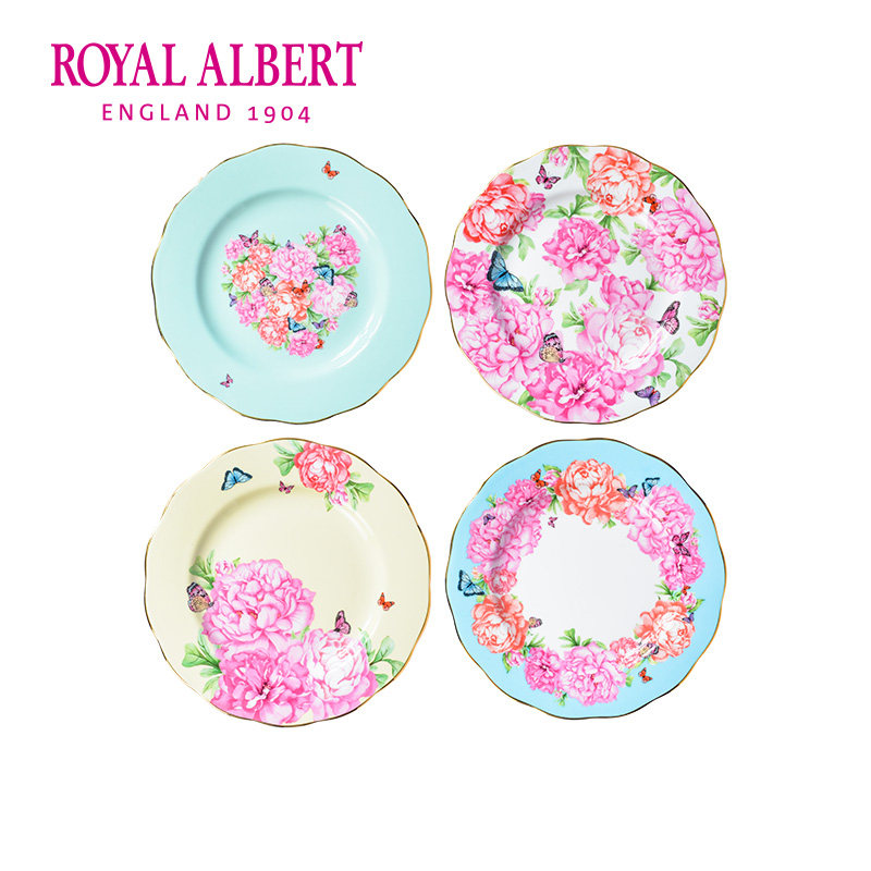 Royal Albert皇家阿尔伯特米兰达联名款骨瓷餐盘平盘点心盘四件套
