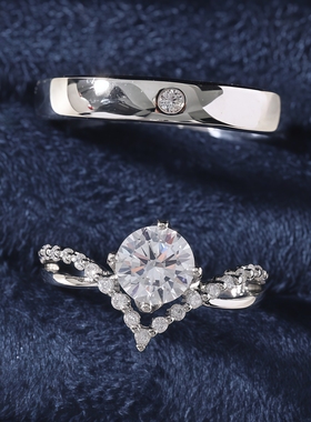 结婚对戒仿真钻戒一对情侣四爪女可调节婚礼仪式婚纱照道具戒指潮