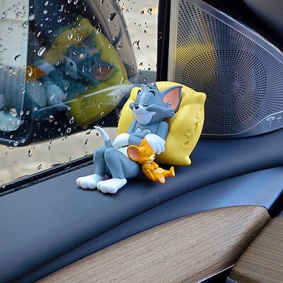 猫和老鼠汤姆杰瑞车载创意摆件书桌面手办玩偶可爱卡通车内装饰品