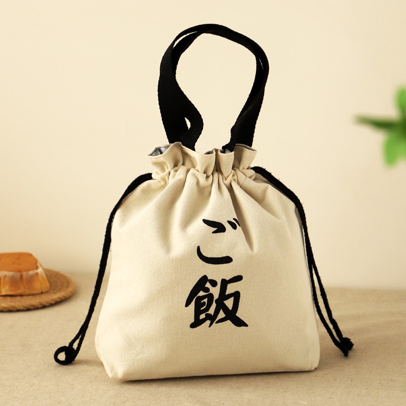 日式帆布便当包饭盒包束口抽绳