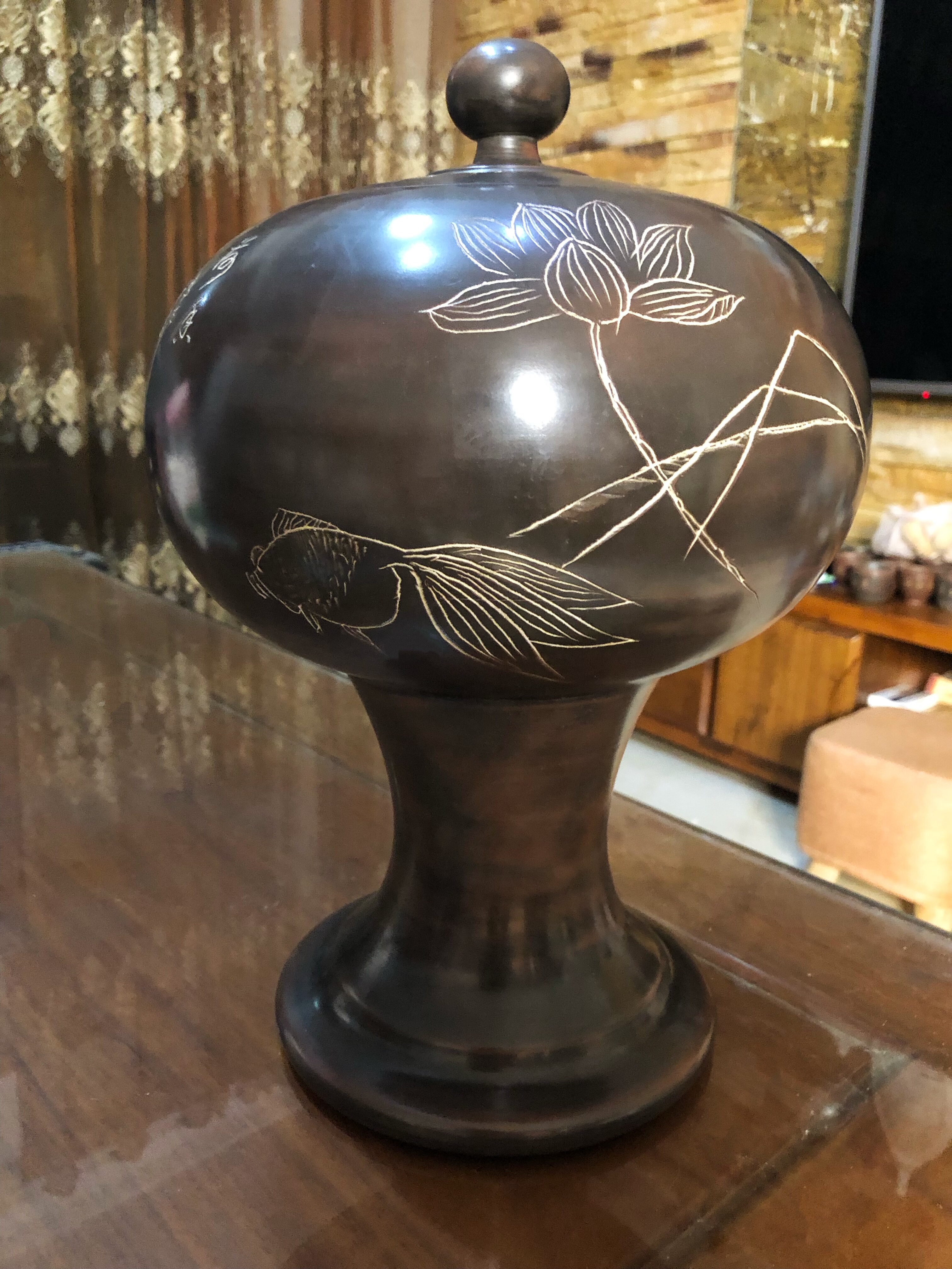 李人帡和八十二岁老师傅合作坭兴陶大瓶子（个人收藏无证配简历）