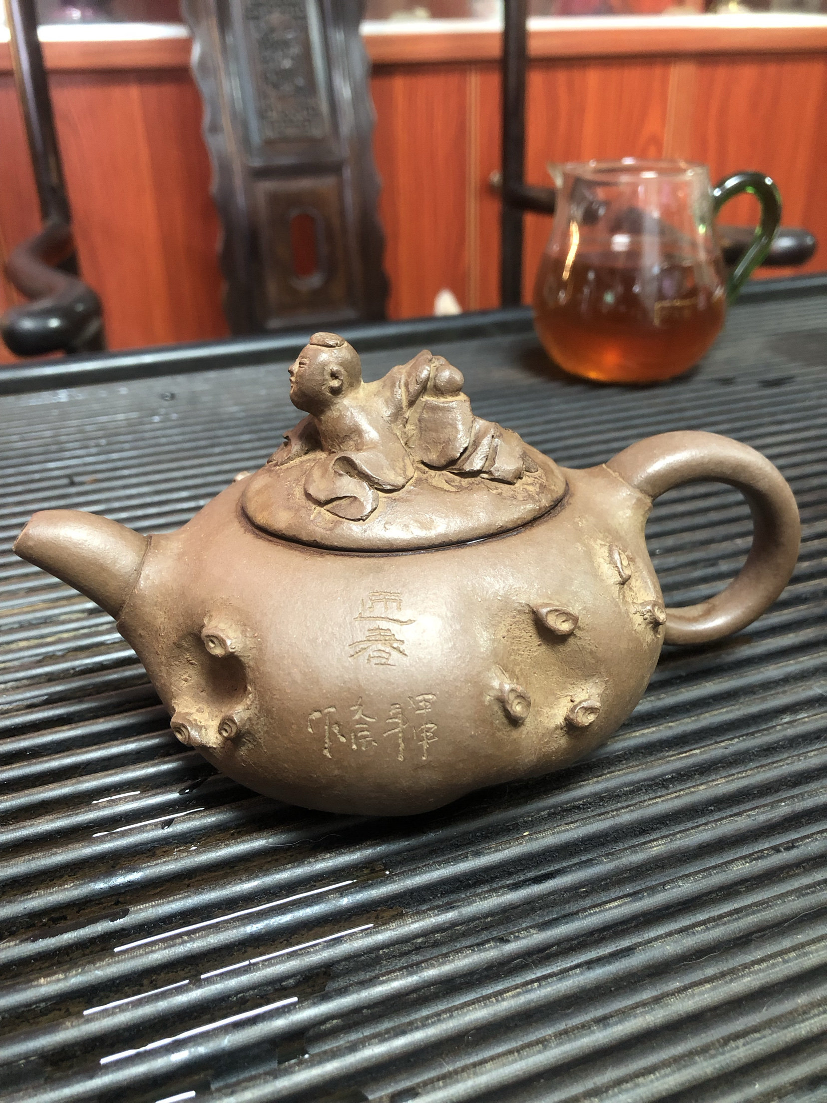 清代收藏级孩童壶盖紫砂壶（作者茶壶