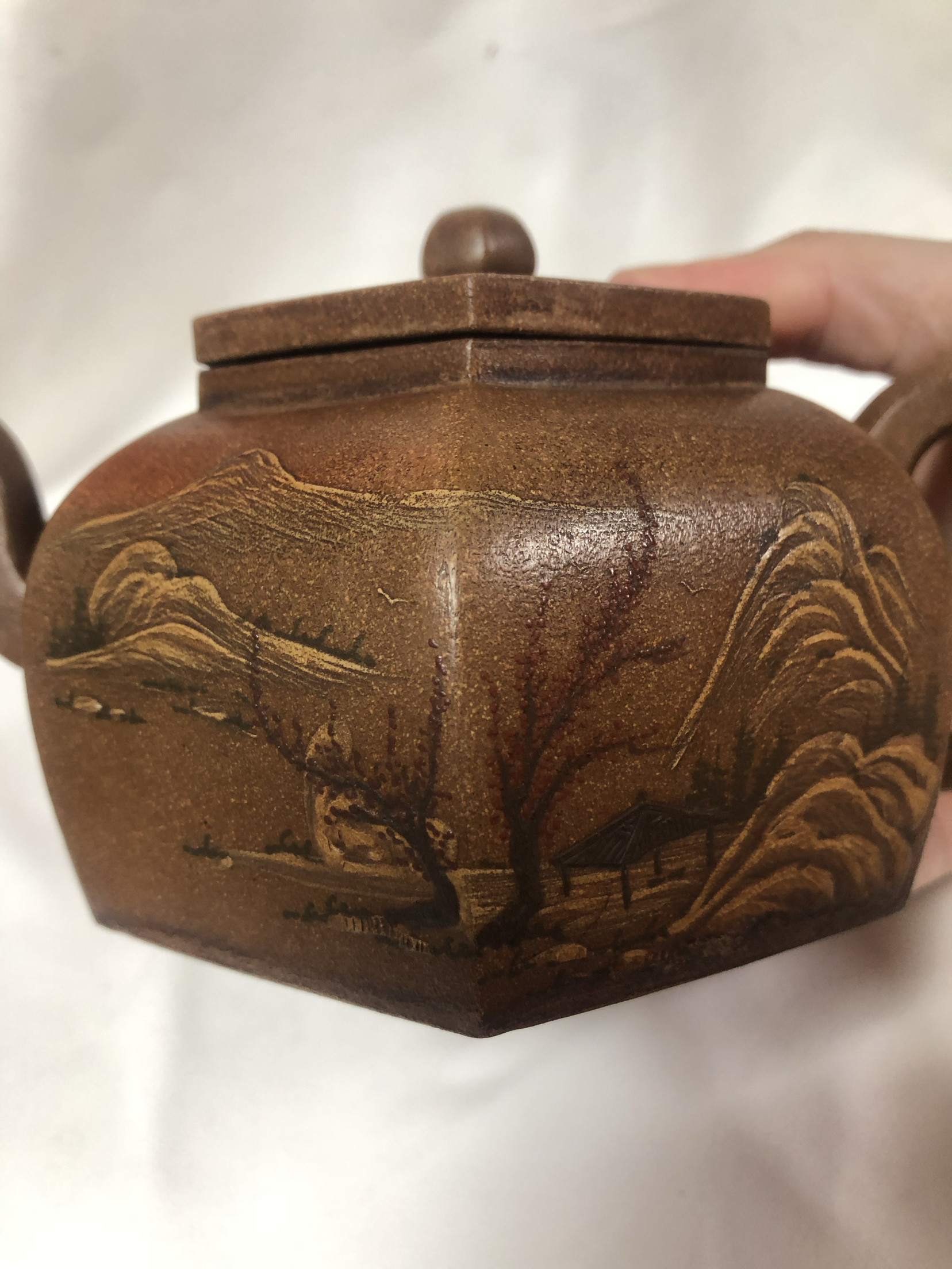 清代春水堂风景收藏级珍品老紫砂壶