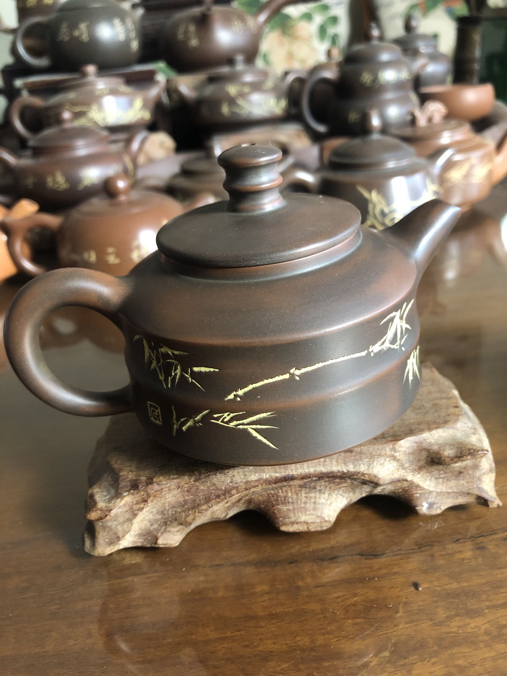 李人帡坭兴陶大师纯手工竹节壶