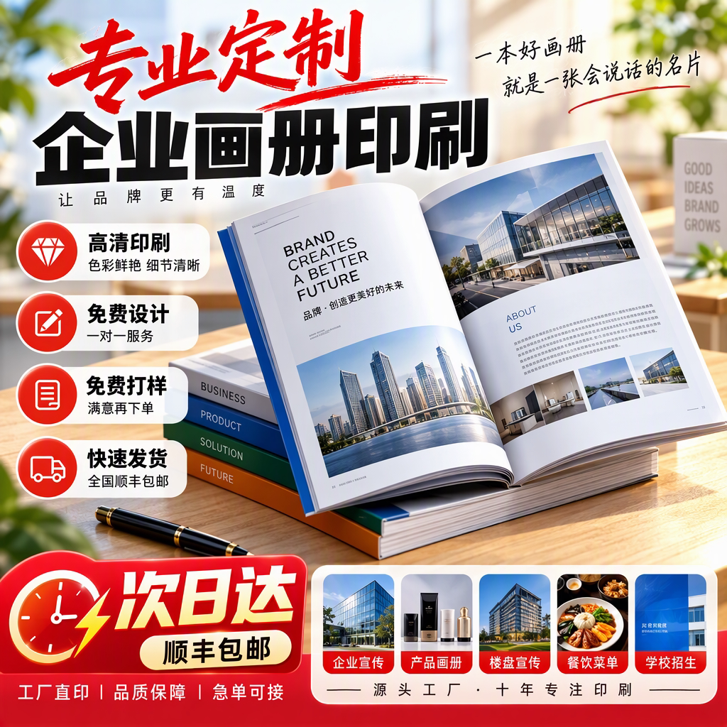宣传册印刷设计制作公司画册印刷定制企业产品手册图册定做样册彩页样本打印三折页小册子说明书合同封套包邮