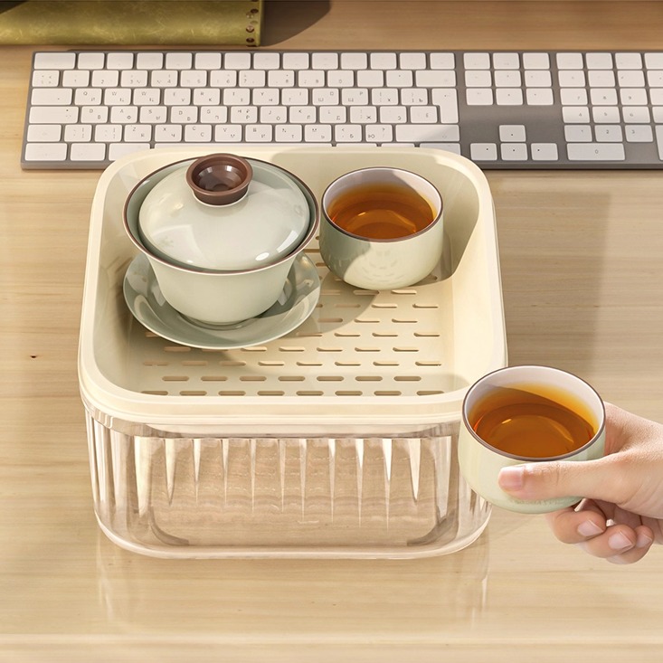 工位一人茶盘桌面功夫茶具干泡茶杯置物架办公室小型泡茶沥水托盘