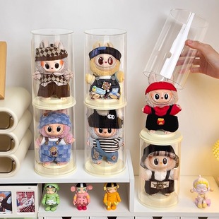 拉布布展示盒透明泡泡玛特搪胶娃防尘罩labubu盲盒手办收纳展示架