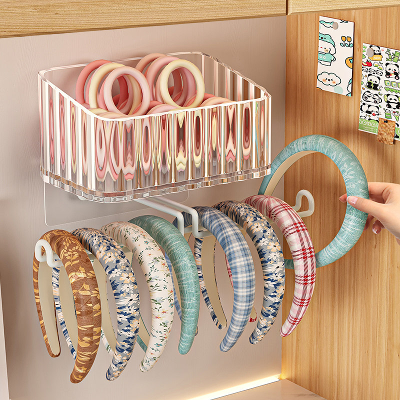 发饰收纳盒壁挂墙免打孔儿童发箍发夹发圈皮筋头绳女童头饰首饰盒,收纳整理,首饰盒,淘宝优惠券,粉丝福利购,淘宝优惠卷