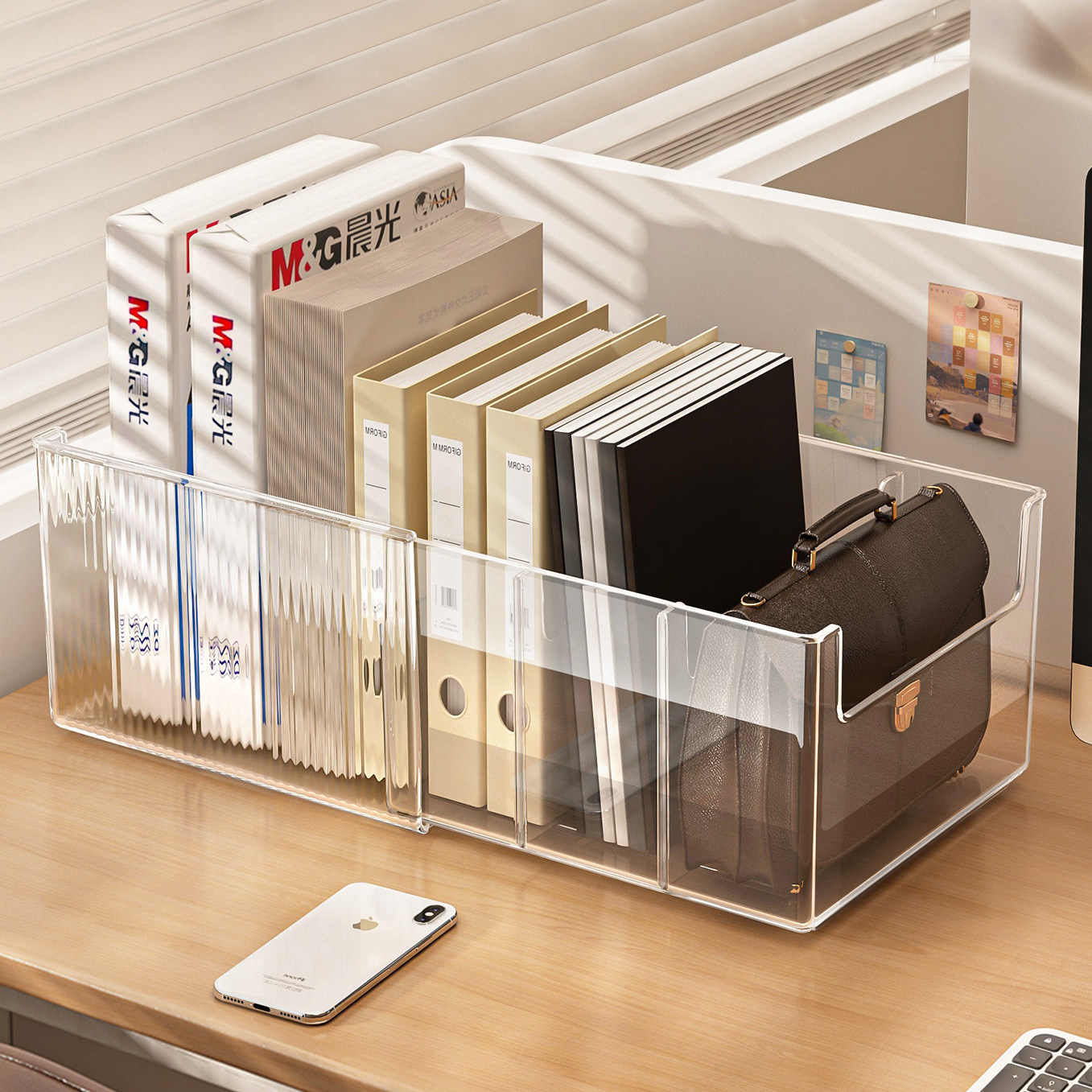 文件收纳盒桌面A4纸资料整理架透明伸缩书立架工位办公用品置物架,收纳整理,桌面收纳盒,淘宝优惠券,粉丝福利购,淘宝优惠卷