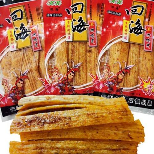 回海素脆鸭皮辣片四海辣条多兴绿爽儿时怀旧校园畅销麻辣面筋零食