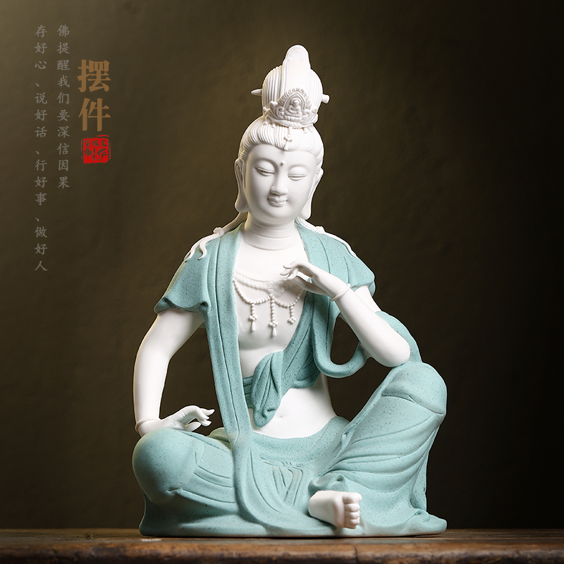 水月自在观音中式禅意客厅玄关