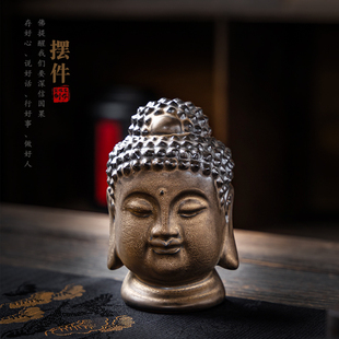 新中式 陶瓷佛头创意桌面禅意家居摆件雕塑工艺品客厅玄关酒柜茶桌