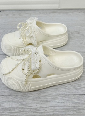 Eule环保料超轻厚底洞洞拖一脚蹬女士包头半拖外穿防滑沙滩凉拖鞋