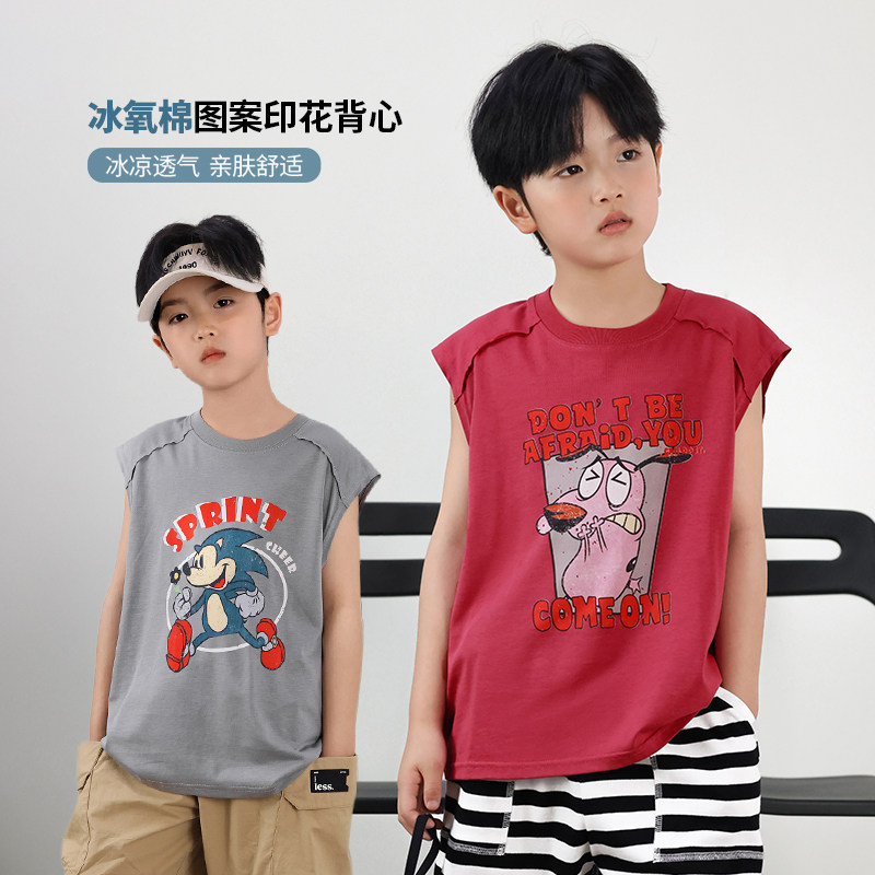 小o宝okids男童背心2025新款夏季儿童复古无袖坎肩美式T恤上衣,童装/婴儿装/亲子装,背心吊带,淘宝优惠券,粉丝福利购,淘宝优惠卷