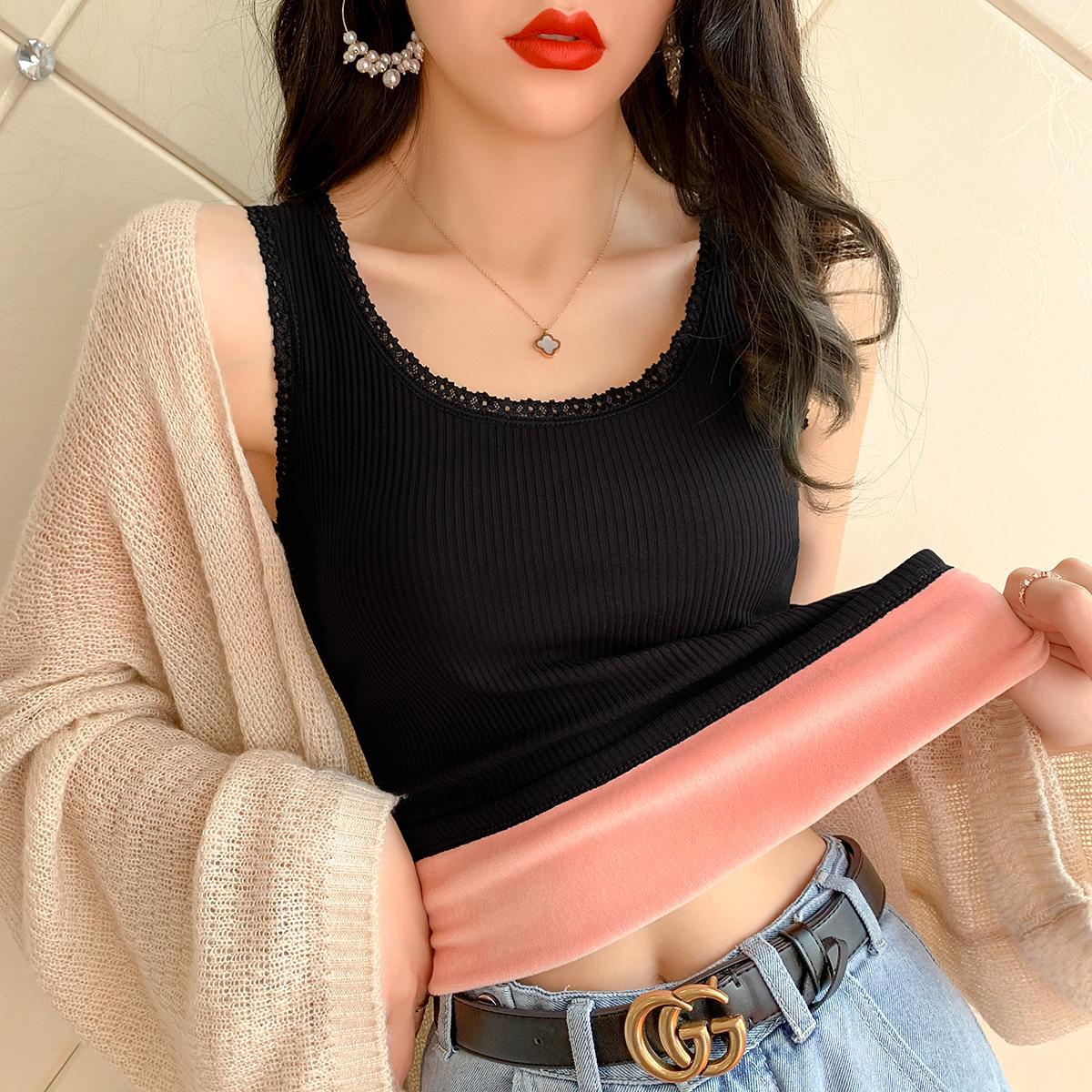 加绒加厚保暖背心女秋冬
