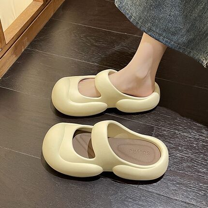 超软~孕妇鞋子女夏新款拖鞋外穿豆豆2025凉鞋包头半拖一脚蹬孕晚