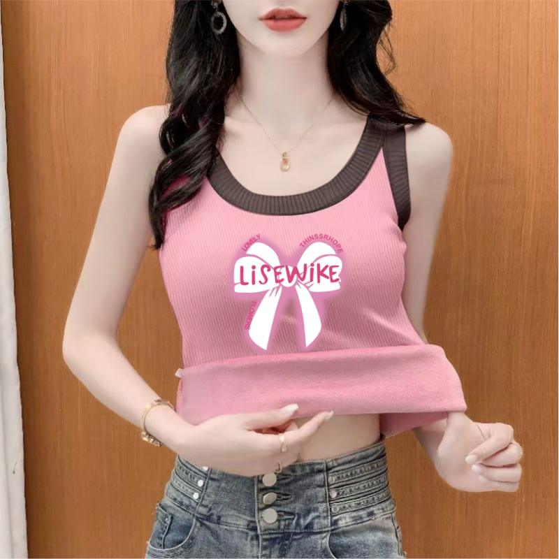 螺纹背心女洋气加绒加厚