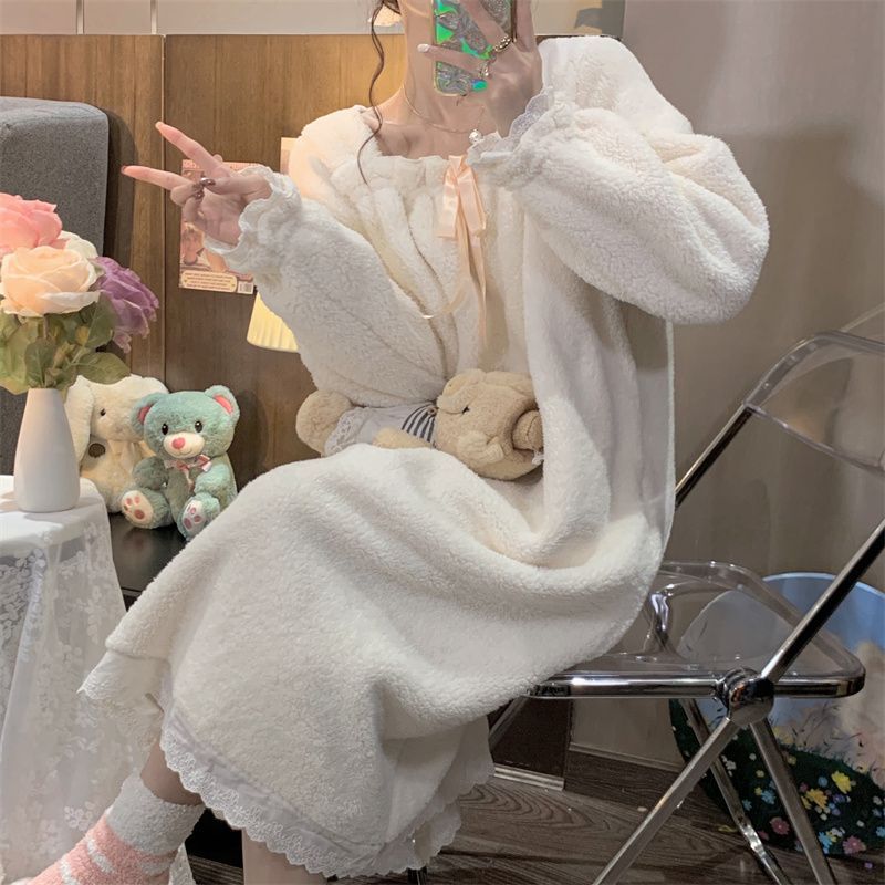 秋冬睡衣女款加厚加绒长