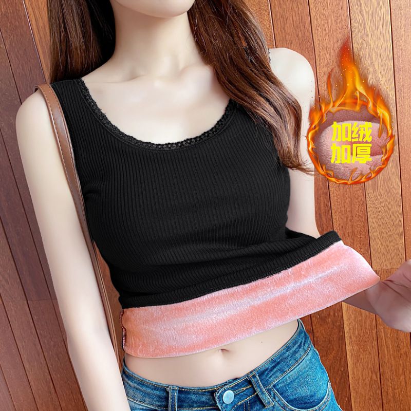 加绒加厚保暖背心女秋冬