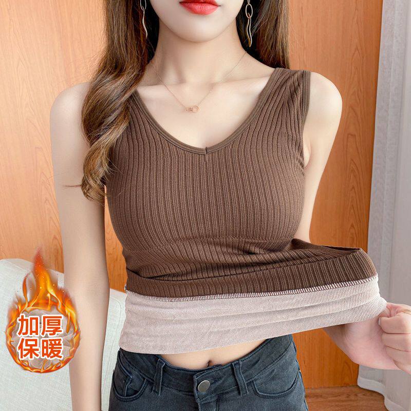 保暖背心加绒加厚吊带女v
