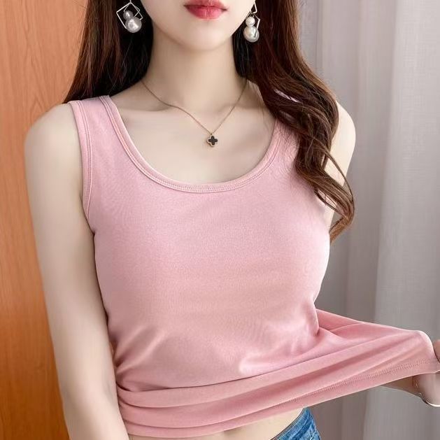螺纹保暖背心加绒女厚高