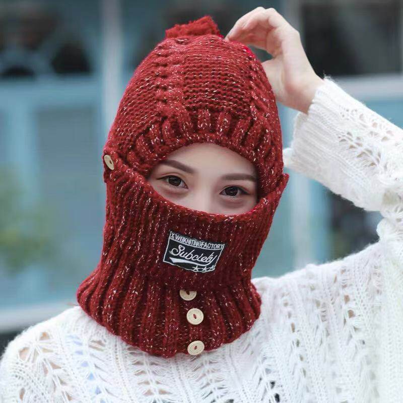 帽子女骑车护耳加绒毛线