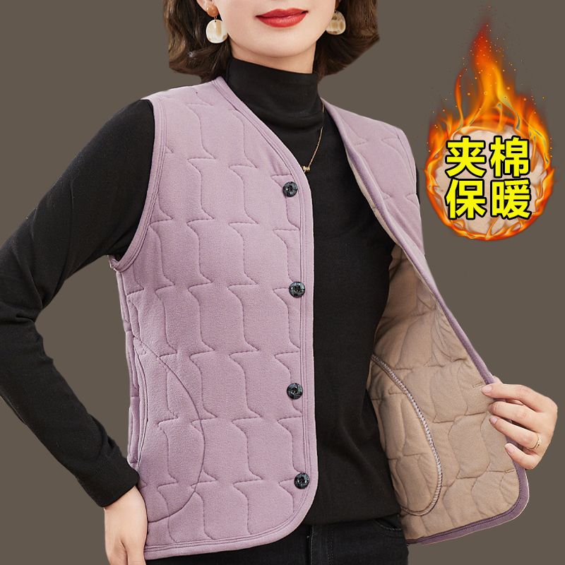 中老年秋冬德绒马甲加厚