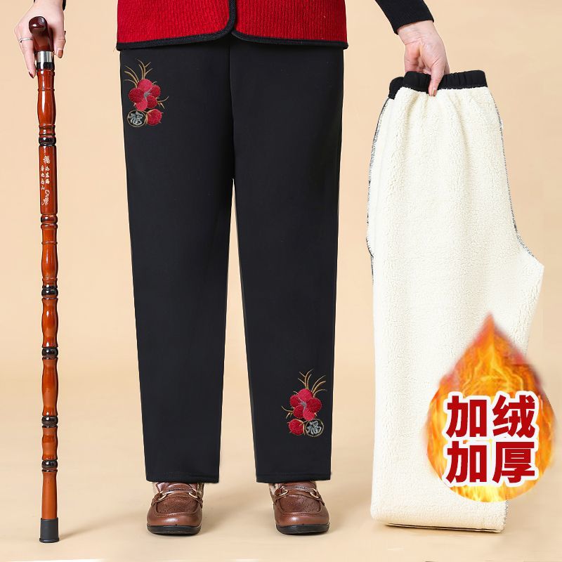 中老年棉裤休闲直筒刺绣