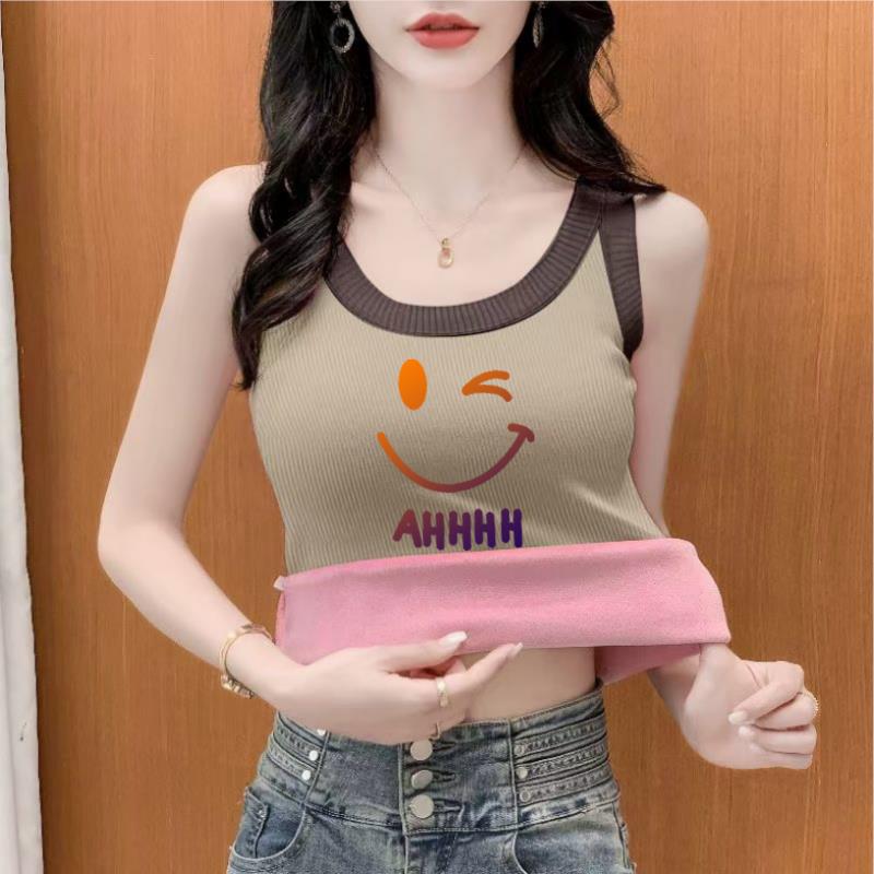 螺纹保暖背心女加绒加厚