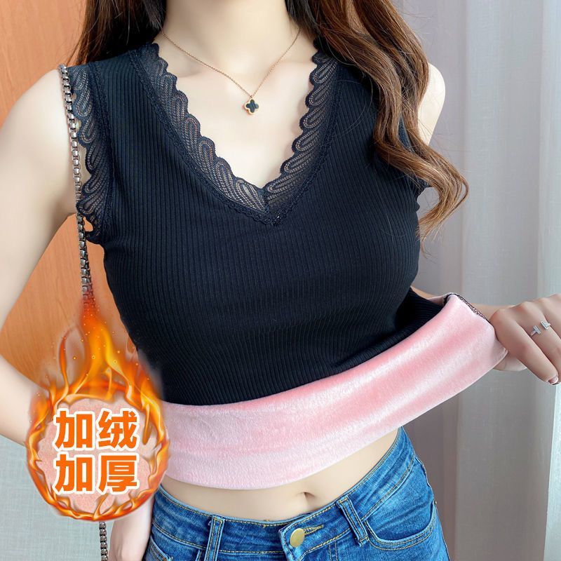 高品质保暖加绒背心女厚