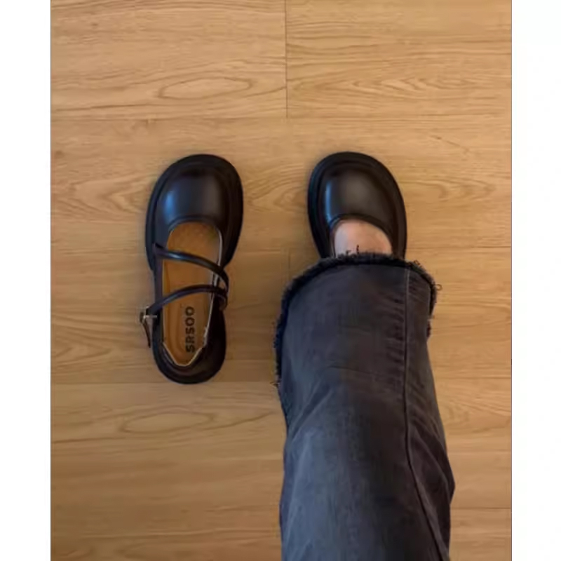 【巨舒适】单鞋女英伦风复古厚底