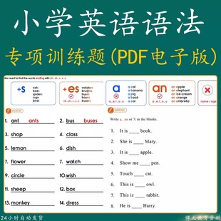 小学题S672英语语法练习 小学生英语语法专项知识点训练纸可电子版