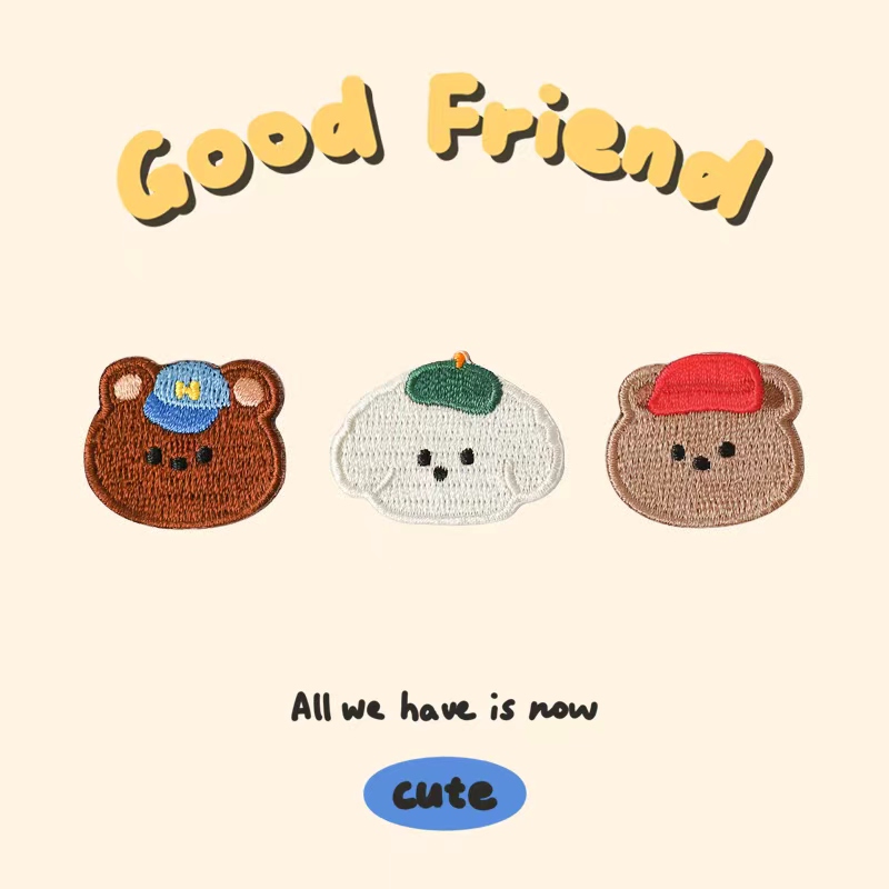 自粘卡通三只小熊刺绣布贴补丁贴