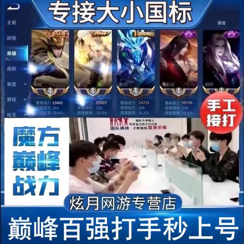 王者荣耀代打代练排位巅峰战力大小国标省标小魔方百星陪练带上分