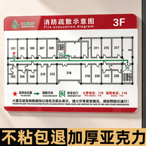 【免费定制】消防疏散示意图指示