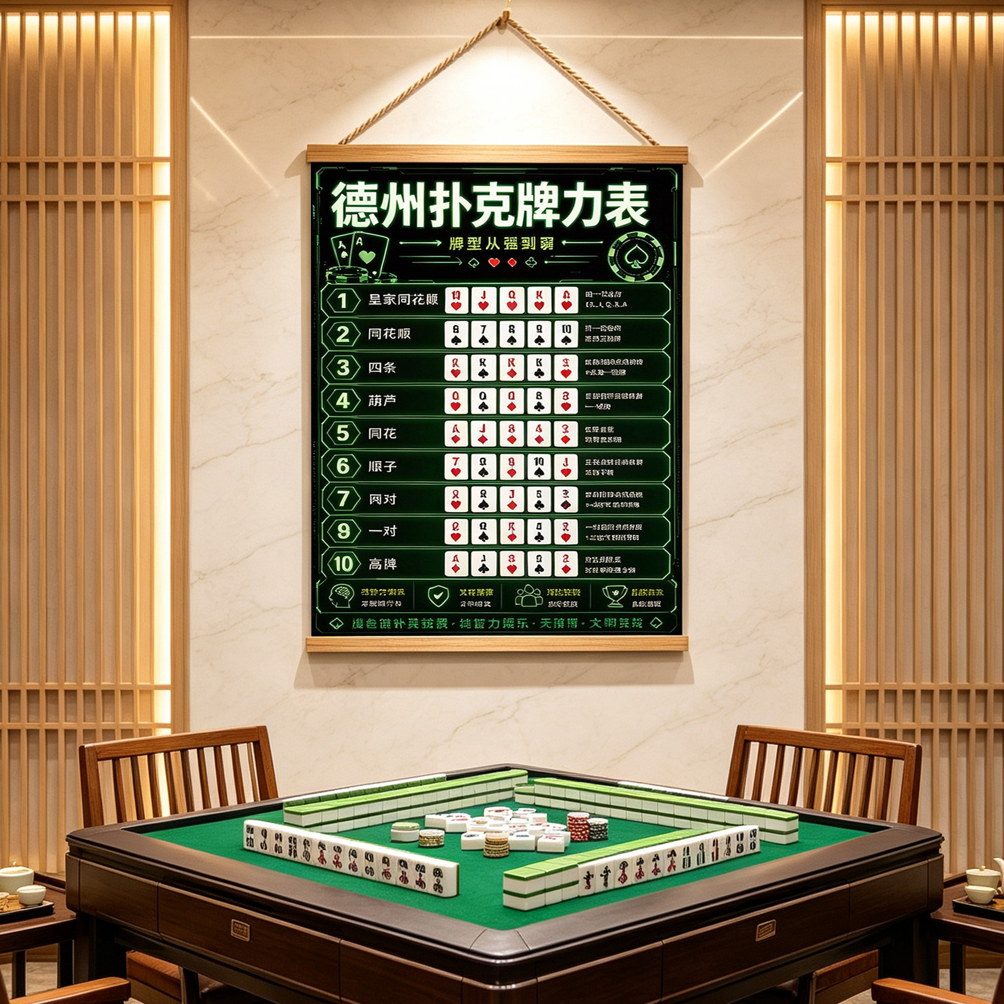 棋牌室麻将馆德州扑克牌装饰画图片
