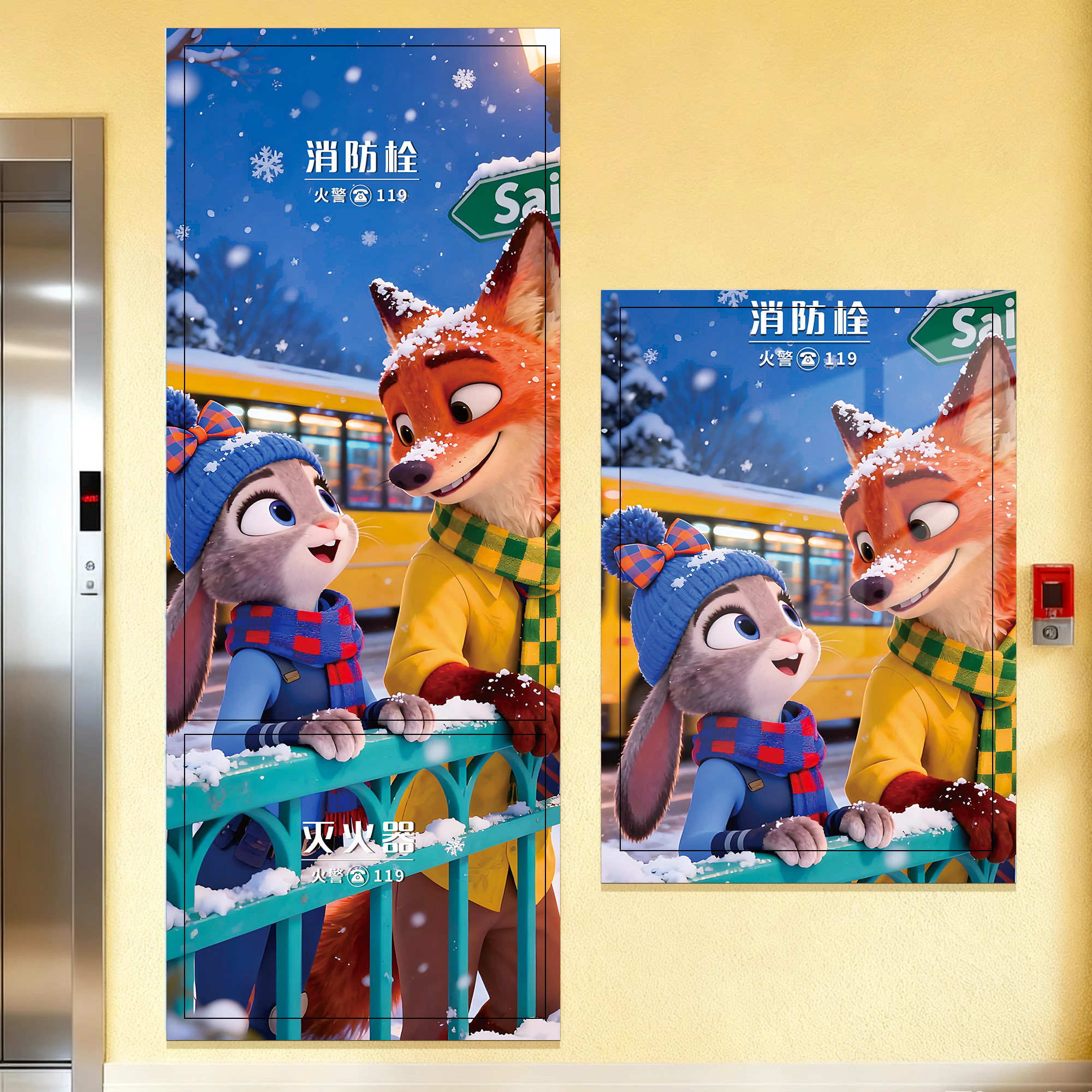 消防栓贴纸装饰遮挡消火栓遮丑纸质疯狂动物城周边卡通柜门贴纸QT,家居饰品,软装墙贴,淘宝优惠券,粉丝福利购,淘宝优惠卷
