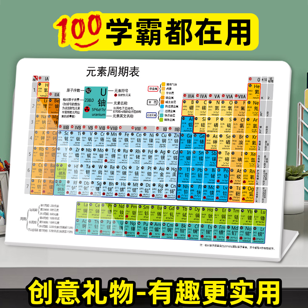 化学元素创意礼物元素周期表实物摆件初中知识点学习口诀送孩子QT