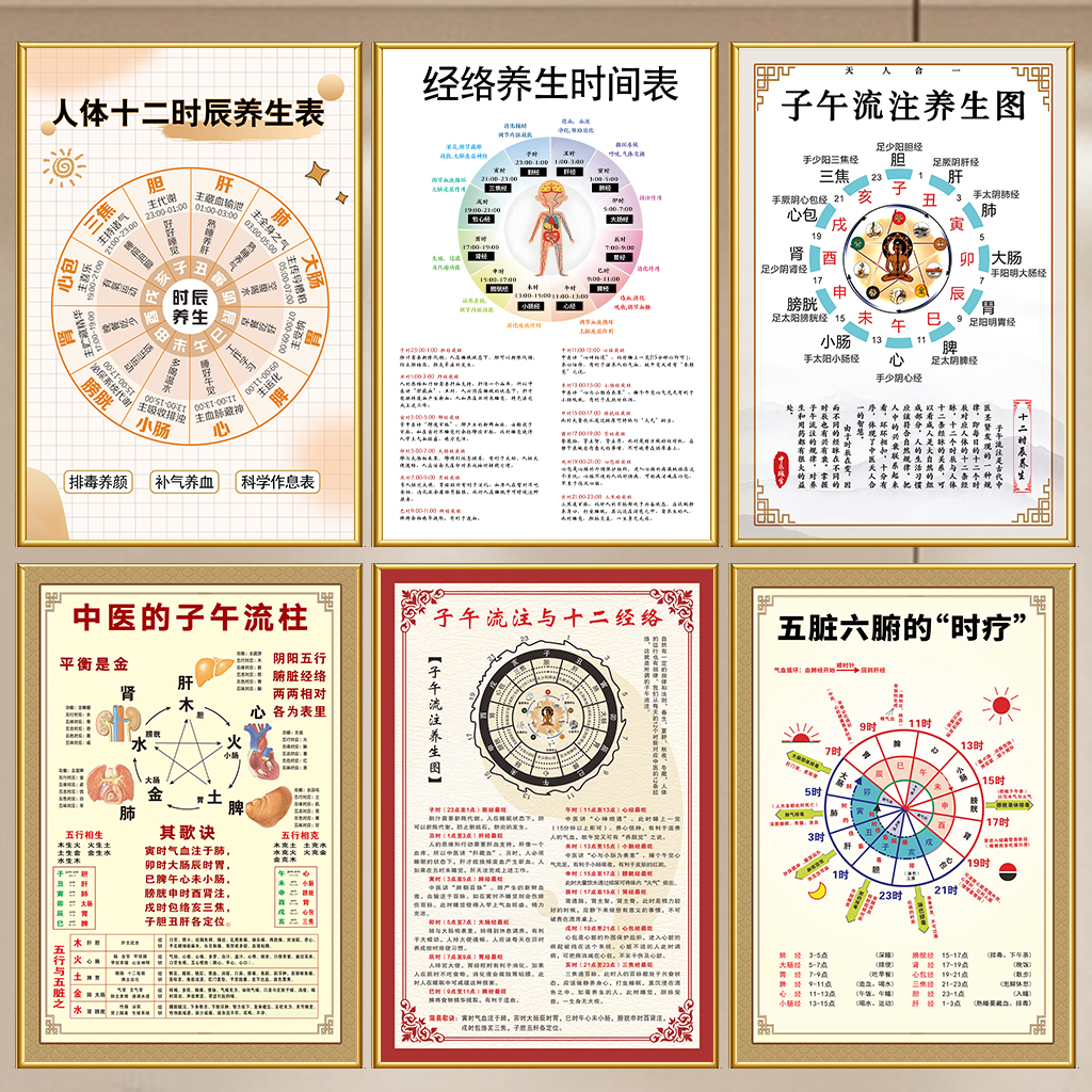 宣传画子午流注挂图十二时辰表十
