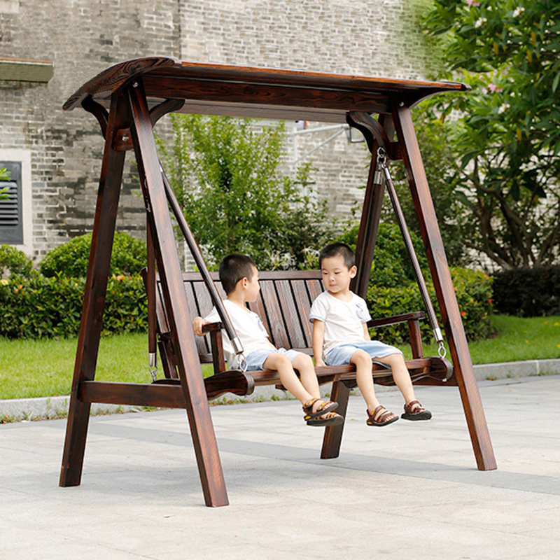 室外庭院花园防腐木秋千网红实木摇椅吊椅吊床家用户外秋千摇摇椅