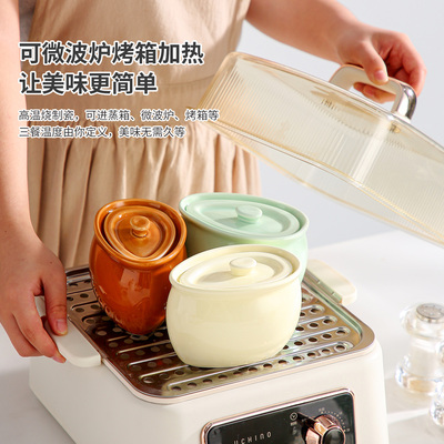 陶瓷蒸蛋碗瓦罐炖盅隔水炖一人食炖罐带盖煨汤罐蒸盅鸡蛋羹专用碗