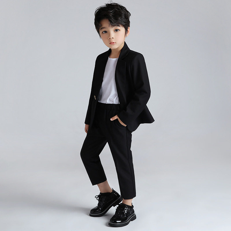 儿童西装套装韩版男童纯色小西服花童主持走秀表演服夏季新款