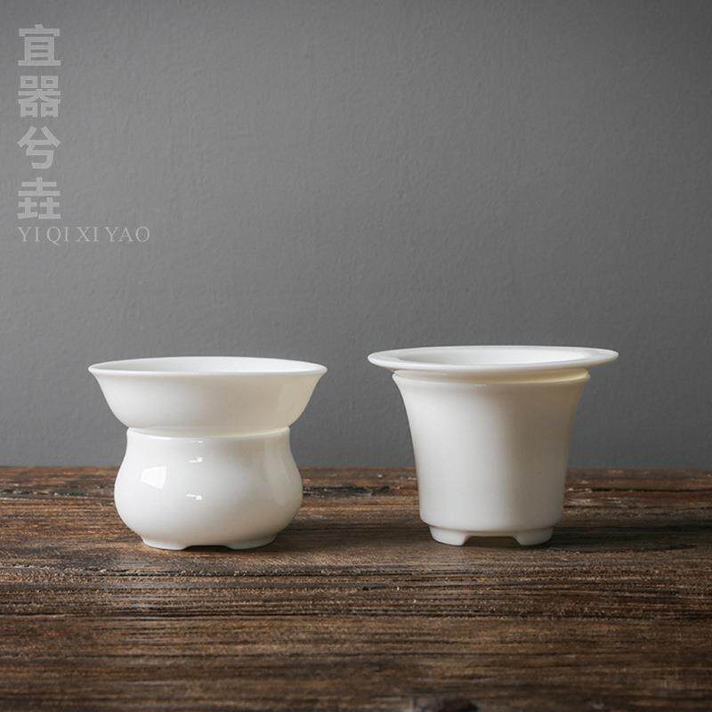 羊脂玉茶漏 茶滤陶瓷纱布茶叶过滤网 创意手绘茶隔滤茶器茶具配件
