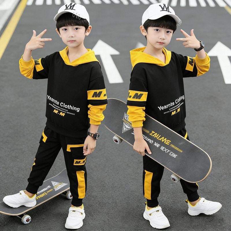 童装男童秋季套装2026新款儿童秋装韩版时尚帅气小男孩卫衣两件套