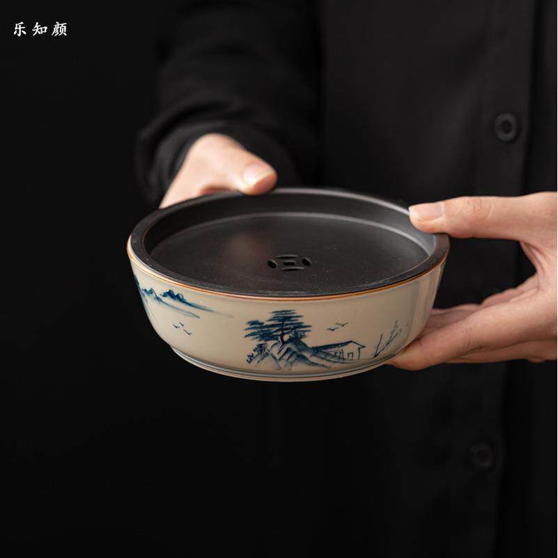 草木灰陶瓷壶承干泡盘茶洗功夫茶具建水茶壶托水盂茶渣桶茶道配件