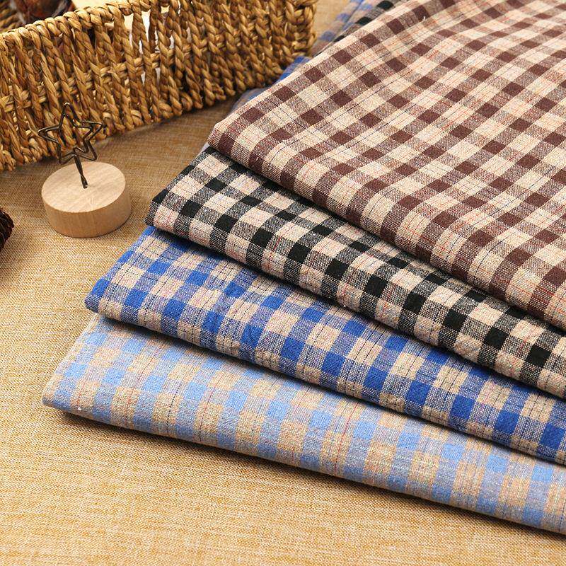新品涤棉色织韩版格子布春夏女衬衫服装面料鞋帽工艺品用布现货