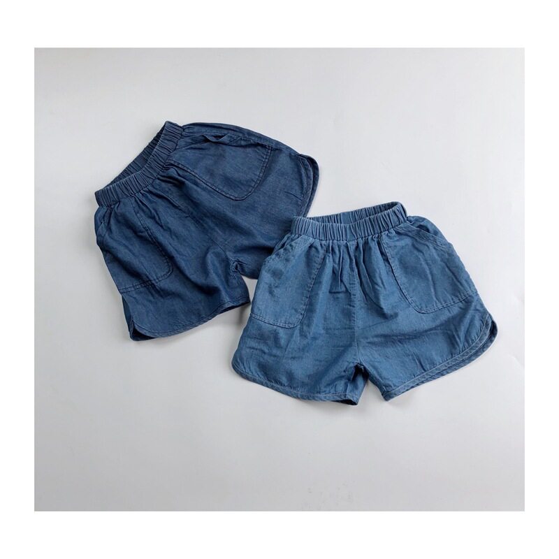 儿童韩版牛仔短裤夏季新款包边男女童轻薄柔软天丝棉牛仔中裤洋气