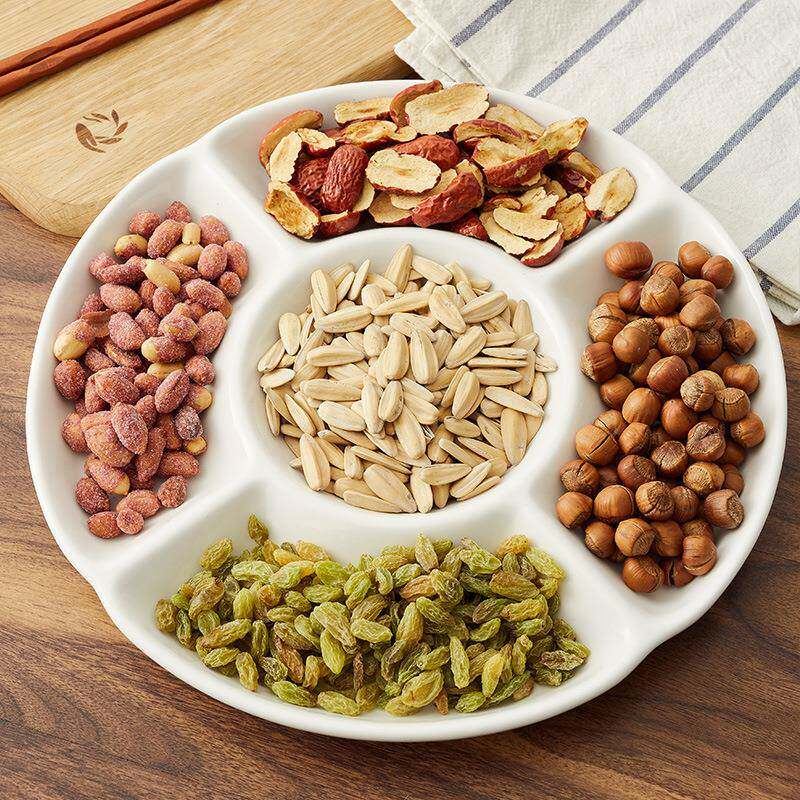 五果盘陶瓷白色五格盘酒店用品陶瓷餐具干果盘Ceramic plate