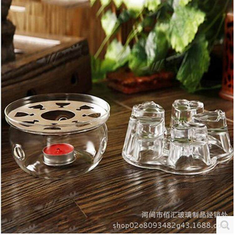 耐热玻璃保温底座蜡烛加热保温水晶恒温加热器心形透明茶具配件