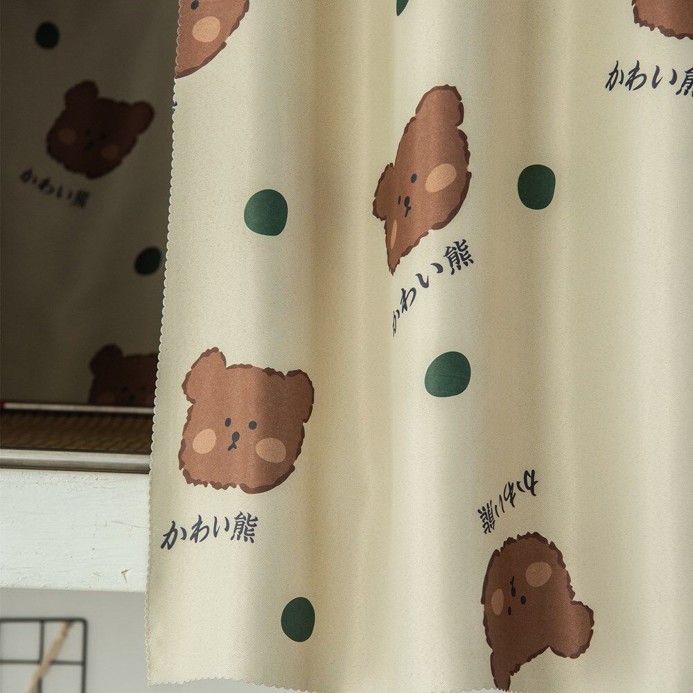 波点熊学生寝室上下铺床帘员工宿舍床幔北欧简约风三层加厚遮光布